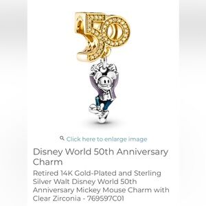 Authentic Pandora Disney World 50th Anniversary Charm Limited Edition NIB